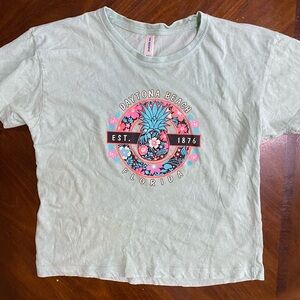 Daytona Beach Florida Cropped U.S. Apparel Teal T-shirt Juniors Size M
